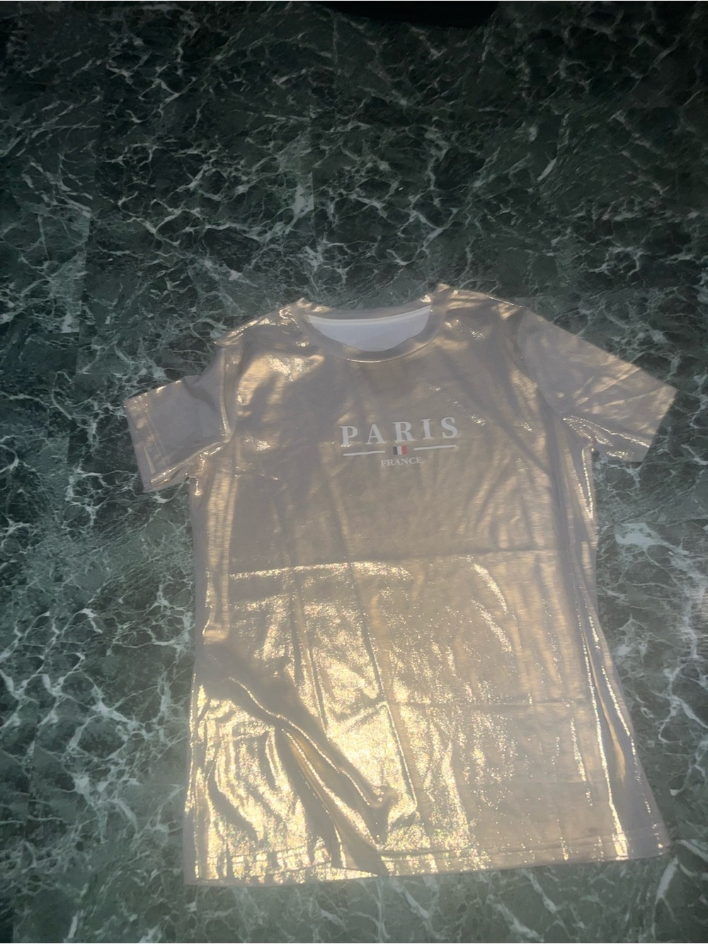 Paris Graphic Metallic Short-Sleeve Tee - Shimmery Gold
